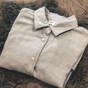 Uniqlo flannel long-sleeved shirt in light blue